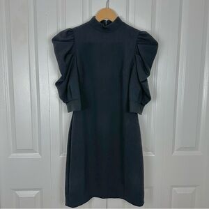 Alice + Olivia Brenna Dress 3/4 ruched sleeves Black Size 6